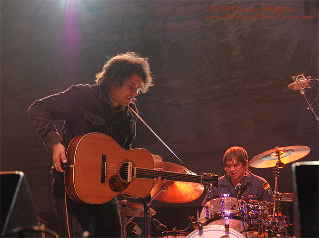 Jeff Tweedy and drummer Glenn Kotche with Wilco at 10,000 Lakes Festival July 23, 2009 - photo by Ankur Malhotra